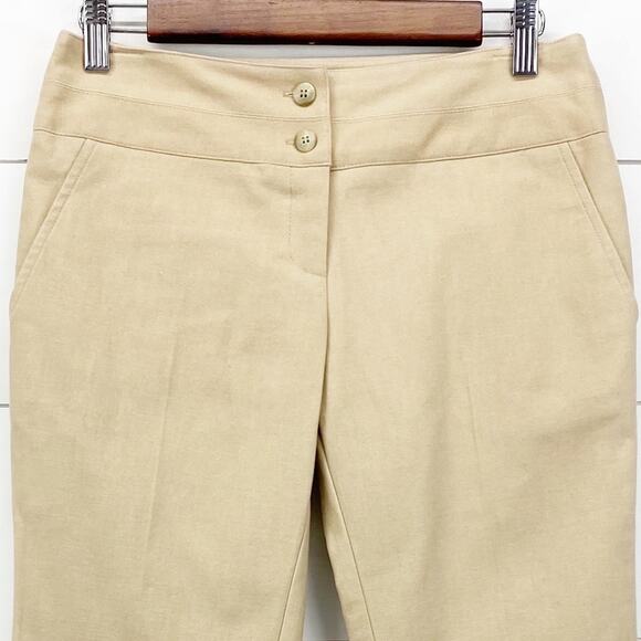 Fashionista 100% Silk Ankle Pants Mid Rise Tan Career Made In USA Women's  2‎ - Picture 3 of 11